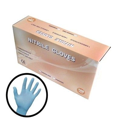   Blue Disposable Nitrile Exam Tattoo Medical Gloves Small Medium Large