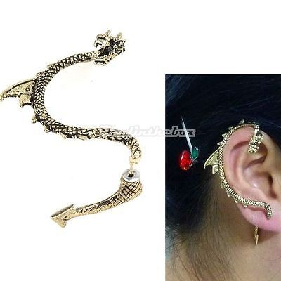   Punk Temptation Curve Metal Dragon Stud Ear Cuff Wrap Gothic Earring