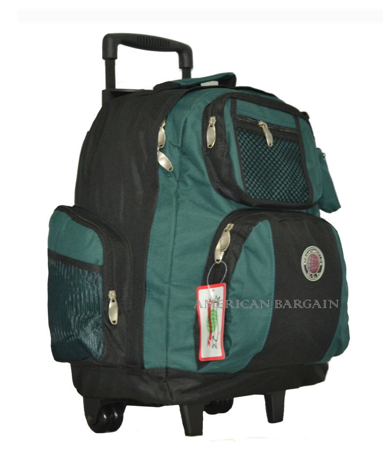 Pack of 2 18Rolling Wheeled Backpack Book Bag Travel Luggage Carry 