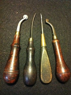 Set of 4 Antique Leather Saddle Tools C.S. Osborne Good Cond. Free 