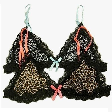 Leopard Print Bralette with Lace Trim BRALETTE TOP UN PADDED S,M,L