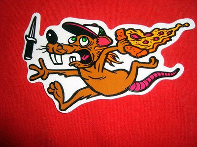 Newly listed DEATHWISH PIZZA RUNNING RAT DIE CUT SKATEBOARD STICKER