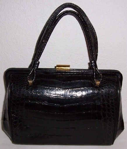 Classic Vintage MAYER BLACK ALLIGATOR HANDBAG PURSE