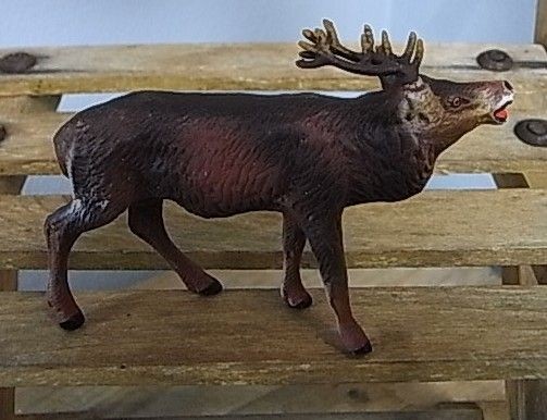 PP21 * BEAUTIFUL ERZGEBIRGE PUTZ TOY DEER * COMPOSITION * ANTIQUE 