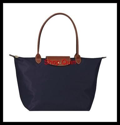 LONGCHAMP Le pliage Handbag Tote in   MEDIUM & NAVY 100%   Made in 