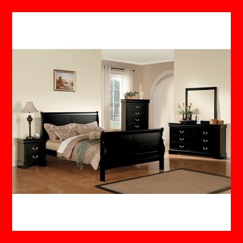 Louis Phillipe Black 5 Pc Full Queen King Bedroom Set