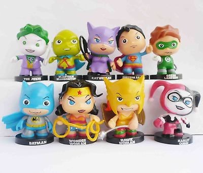 9pcs DC THE JOKER CATWOMAN SUPERMAN BATMAN HAWK WOMAN HARLEY QUINN 