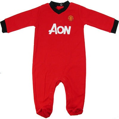 MANCHESTER UNITED FC BABY SLEEPSUIT HOME KIT RED 6 9 mths 74cm MAN UTD 