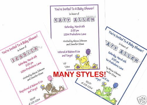 20 Custom Baby Shower Invitations/Di​nosaur/MANY STYLES