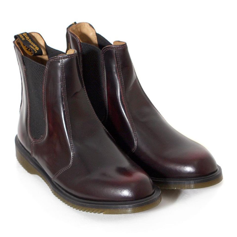 DR. MARTENS WOMENS FLORA CHELSEA PULL ON BURGUNDY BOOT UK 4 7