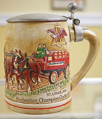   1980 Budweiser Ceramarte Champion Clydesdales Stein with Lid   Brazil