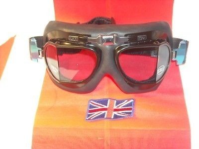 Leather Goggles Cafe Racer Bobber Triton Norton Suzuki Kawasaki 