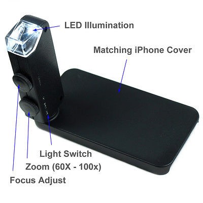 60X   100X Jewelers Loupe illuminated Magnifier iPhone Compatible 