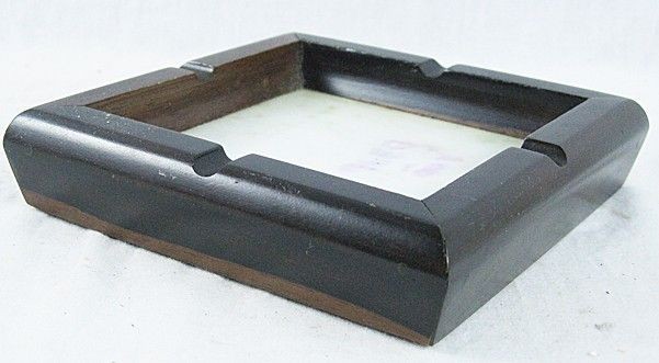 Vintage Wood & Marble Felt Bottomed Ashtray made in Manila