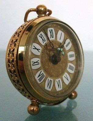   Germany vintage winding ALARM/Mantel/Desk/table clock full brass nr 71