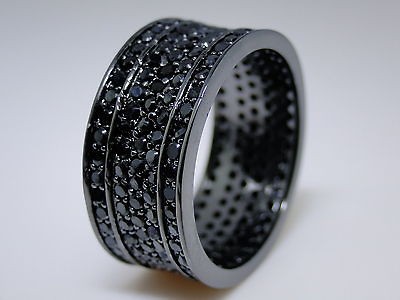 MEN BLACK GOLD FINISH LAB DIAMOND ETERNITY INFINITY ENGAGEMENT WEDDING 