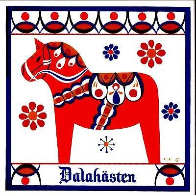 Swedish Trivet Tile Dalahasten Dala Horse 6 X 6 Cork Backing