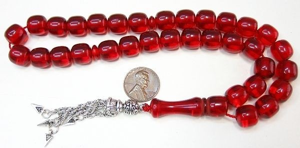 PRAYER BEADS TESBIH KOMBOLOI SQUARE BARREL RED FATURAN