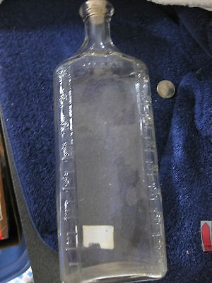 ANTIQUE Medicine CLEAR GLASS BOTTLE w/ Cork EMBOSSED 3XXXii graduated 