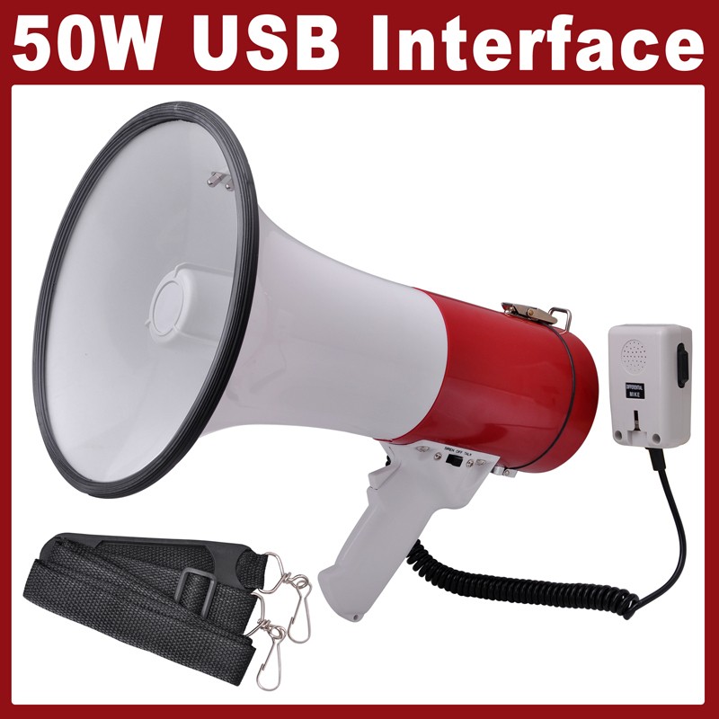 50 Watt Megaphone USB Interface Handheld Bullhorns Siren Amplifier 