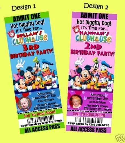 MICKEY MOUSE CLUBHOUSE and MINNIE Birthday Invitations