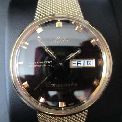   MENS WATCH AUTOMATIC DATODAY ALL STAINLESS S GOLD MESH BAND NEW