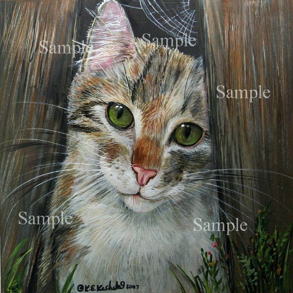 Calico TABBY CAT LE#6/50 GICLEE Old Barn Painting Kitten Kristine 