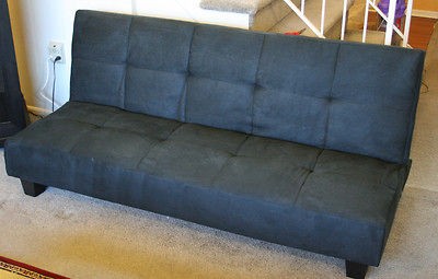 Black Microfiber Futon Sleeper Sofa College Affordable Free Ship 