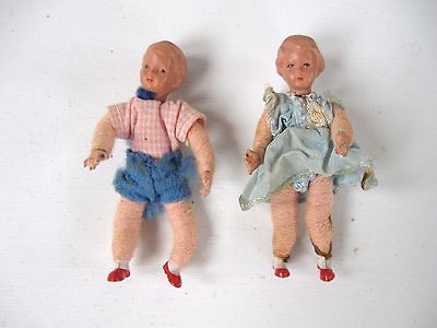Vintage Early German CACO Miniature Doll house Children Boy Girl w 