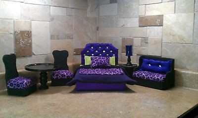 Furniture for Barbie or Monster High Dolls  Purple Leopard  Complete 