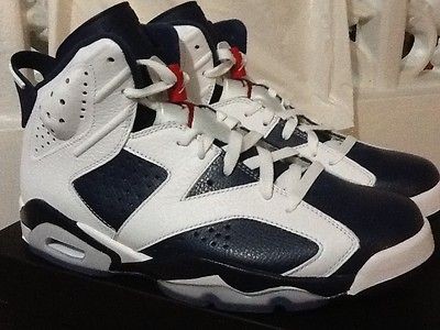 Nike Air Retro VI 6 Jordan Olympic White/Navy Mens Sport Basketball 