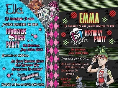 Monster High invitations + Party Supplies