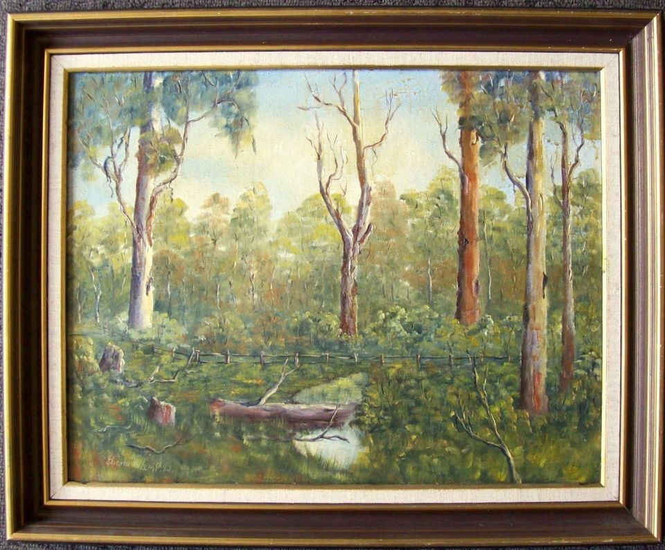 OIL ON CANVAS/BOARD AUSTRALIAN GUMS, BLUE MOUNTAINS BY SHEILA CAMP