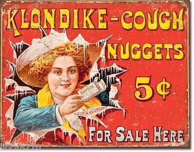 Klondike Cough Drop Nuggets Old Advertising Reproduction Tin Metal 
