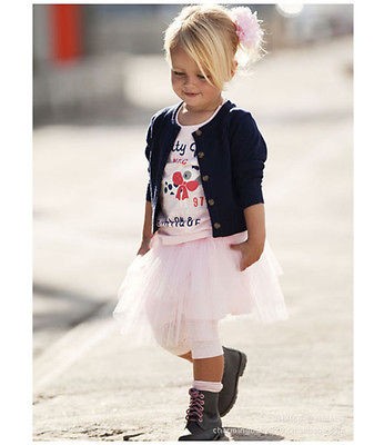   Girls Baby Clothes 0 5Y Skirt+T shirt+Coat Outfit TuTu Shirt Costume