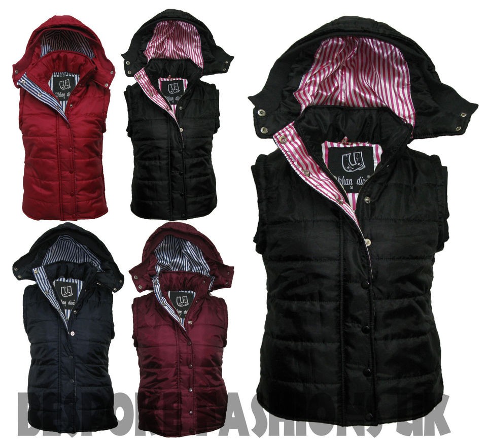 NEW LADIES WOMENS SLEEVELESS HOODED BODYWARMER QUILTED GILET VEST 