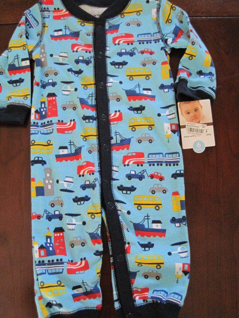 New NWT Carter Boy Car Truck Boat Train Bus Creeper Romper Outfit Blue 