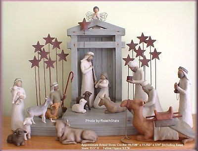 WILLOW TREE NATIVITY & CRECHE & STARS 19 PIECE SET