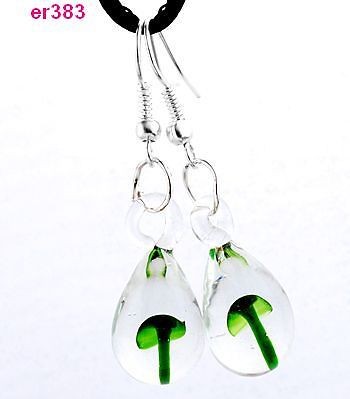 Fashion Murano Lampwork Art Glass mushroom Beaded Earring dangle 