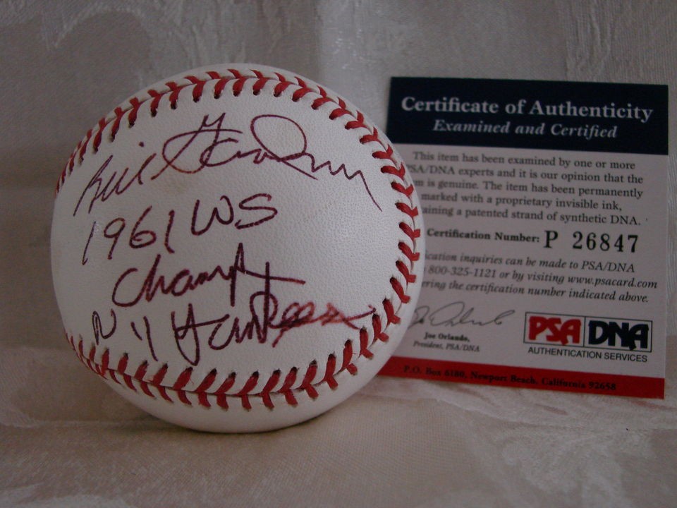 BILL GARDNER PSA/DNA AUTOGRAPHED BASEBALL YANKEES 