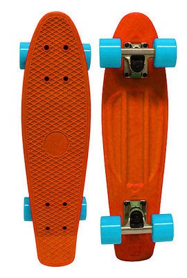 Retro Plastic Skateboard ORANGE/BLUE CRUISER Banana Board 70S OLD 