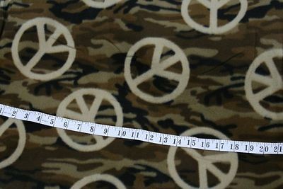 green camo camouflage peace sign Polar Fleece fabric material