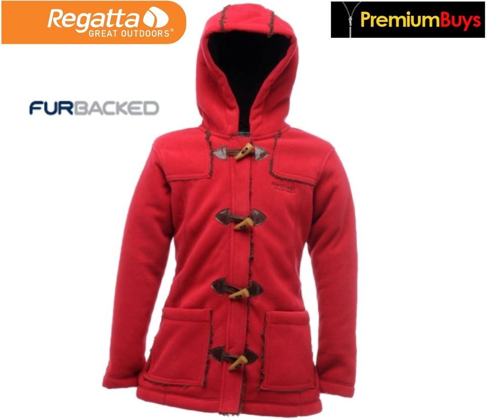 GIRLS FURBACKED FLEECE DUFFLE JACKET/COAT CERISE RRP £35 7 15 YEARS 