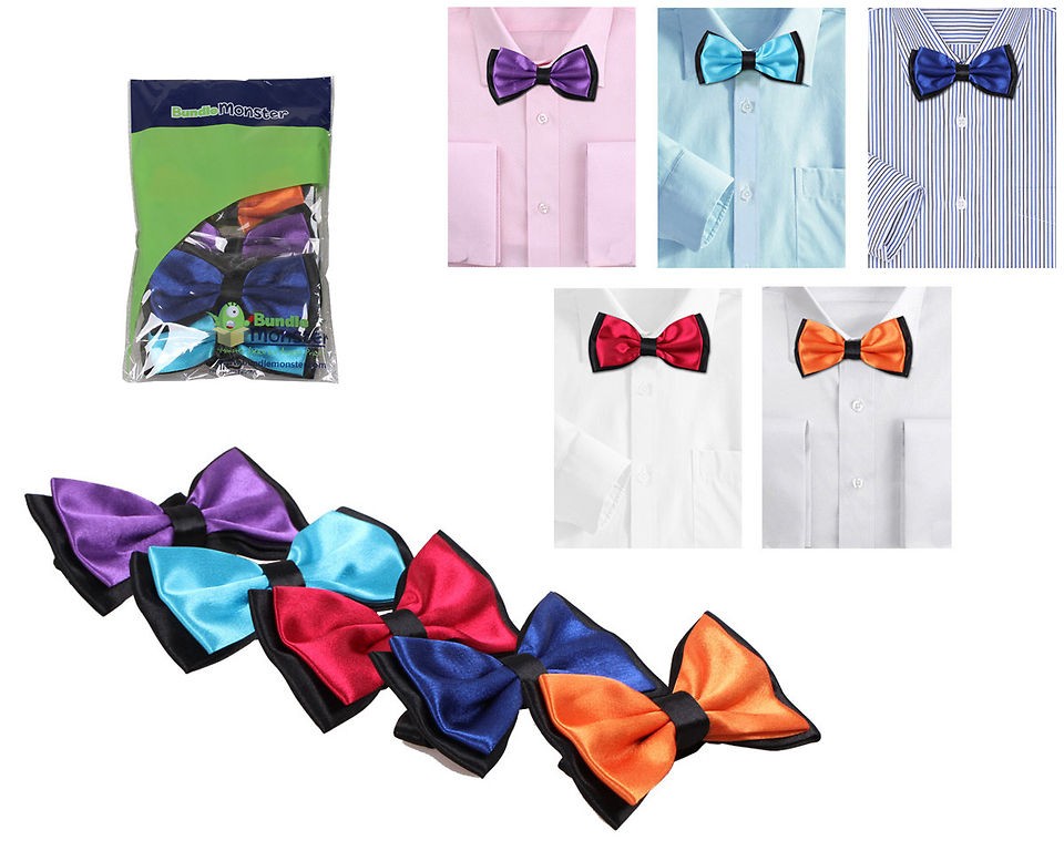 Bundle Monster Mens Novelty Tuxedo Adjustable Neck Bowtie Bow Tie 5pc 