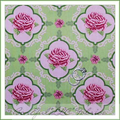 BonEful Fabric FQ Free Spirit * Rose Bird Garden Flower Toile Pink 