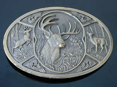 BB0045 Deer In Meadow Antler Moose Hunting Belt Buckle New