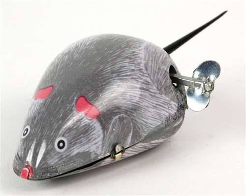 WIND UP MOUSE Tin Toy Vintage Retro Style Gift NIB Gray