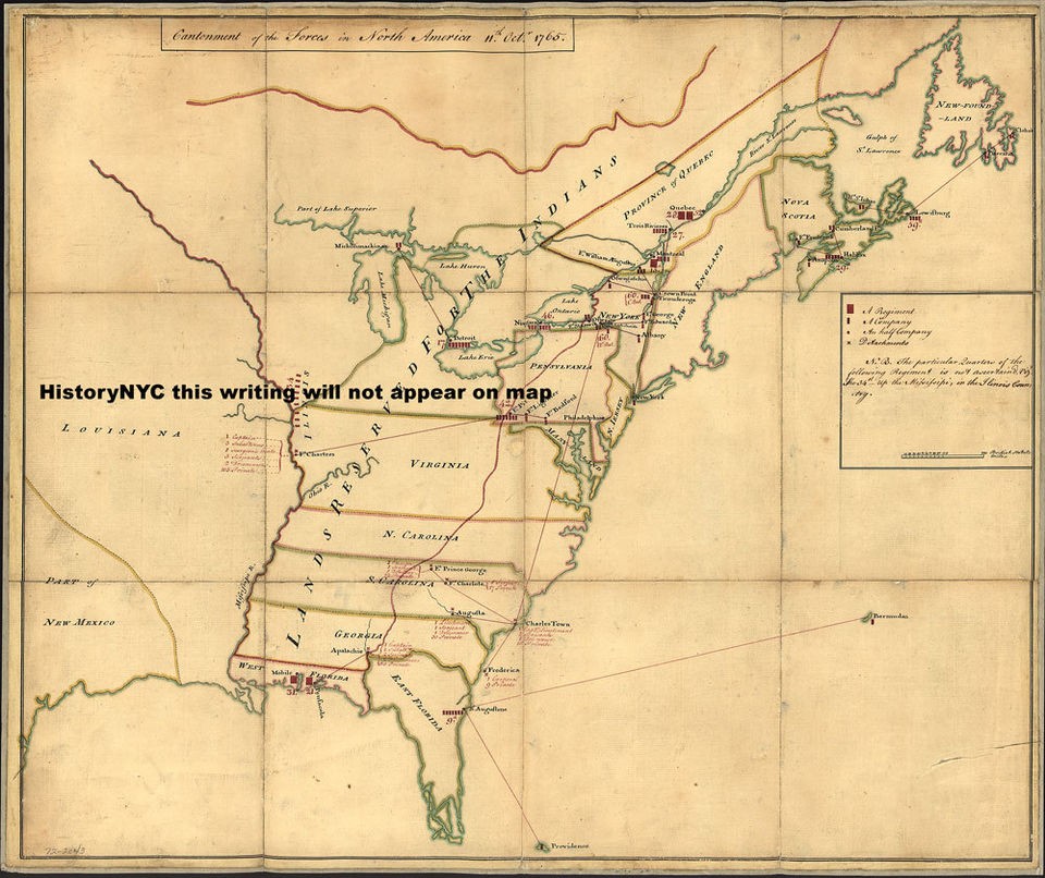 1765 AMERICAN COLONIES REVOLUTIONARY WAR MANUSCRIPT MAP