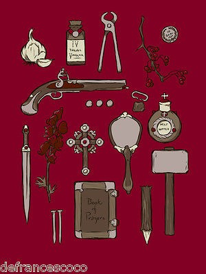 Brilliant   Vampire Slayer  Hunter Kit Weapons  Mini Print