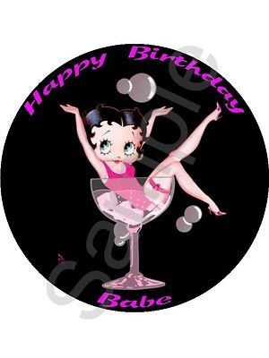 Betty Boop 7.5 birthday cake topper on icing